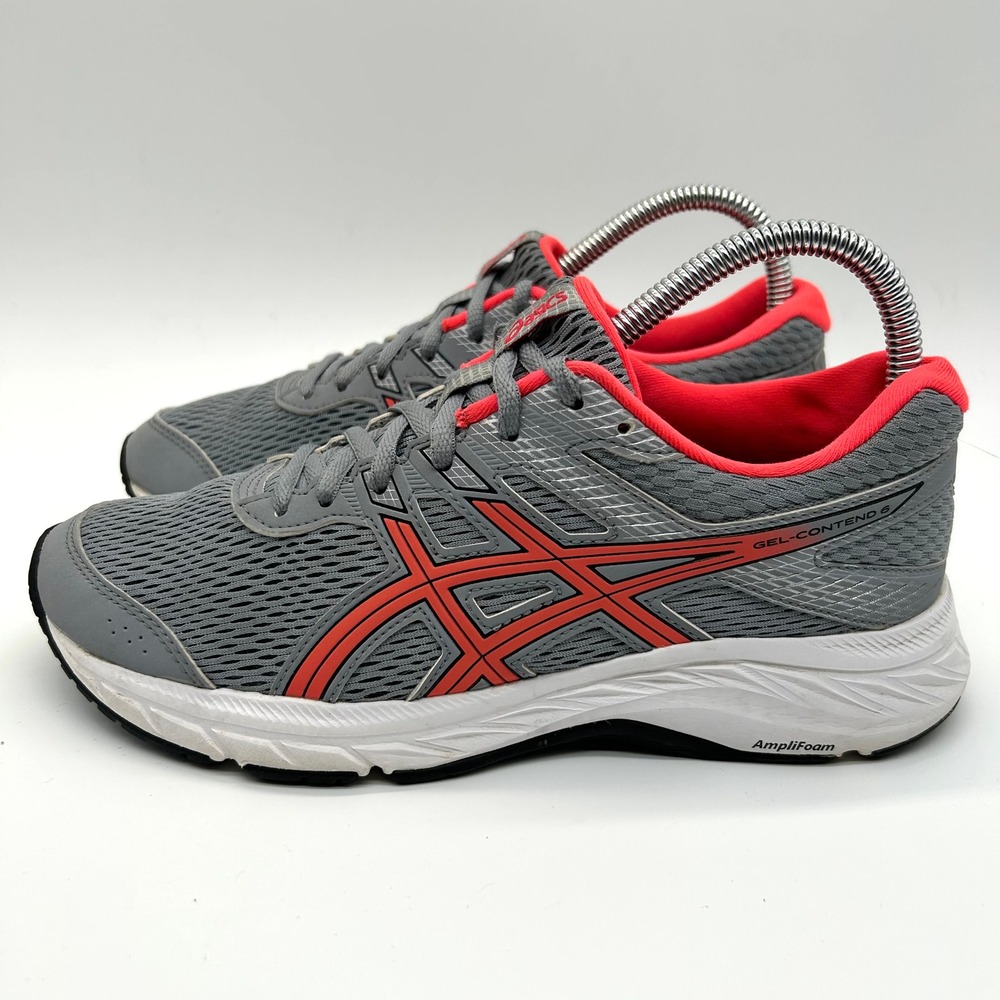 Asics Gel-Contend 6 Shoes Womens 7 Grey Coral Running Sneakers AmpliFoam Mesh